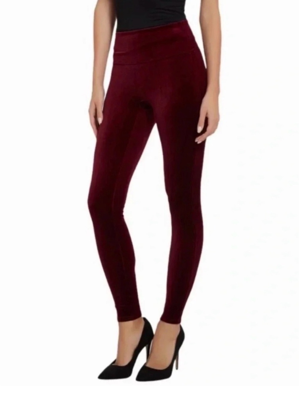 SPANXS High-Waist Velvet Leggings - Burgundy NWOT $98 retails XS XXS